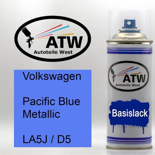 Volkswagen, Pacific Blue Metallic, LA5J / D5: 400ml Sprühdose, von ATW Autoteile West.